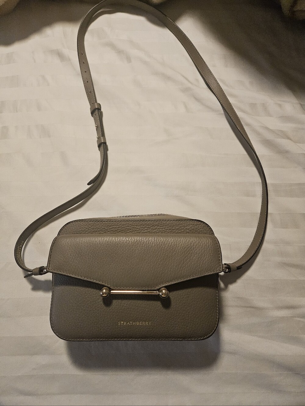Strathberry Taupe Mosaic Camera Crossbody Bag